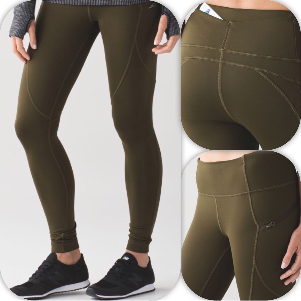 NWT MILT GREEN LULULEMON FIRST MILE TECH TIGHT - 4 - Picture 2 of 8